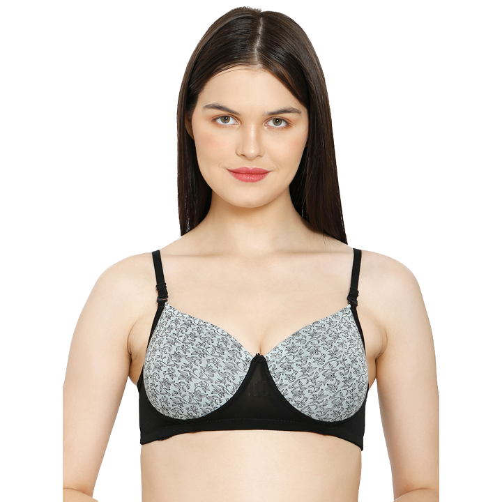 Printed T-Shirt Light Padded Cotton Lykra Fabric Non Wired Bra