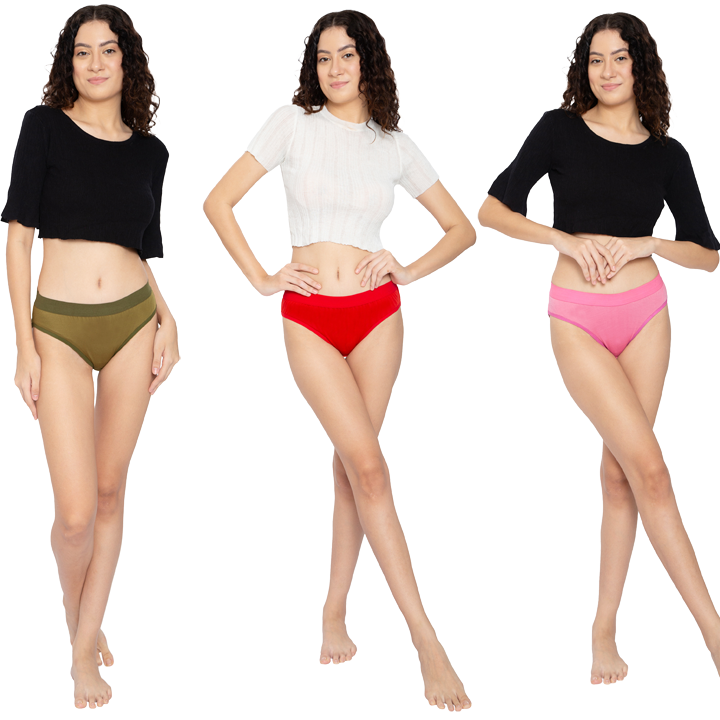 Pack of 3 mid rise hipster panty