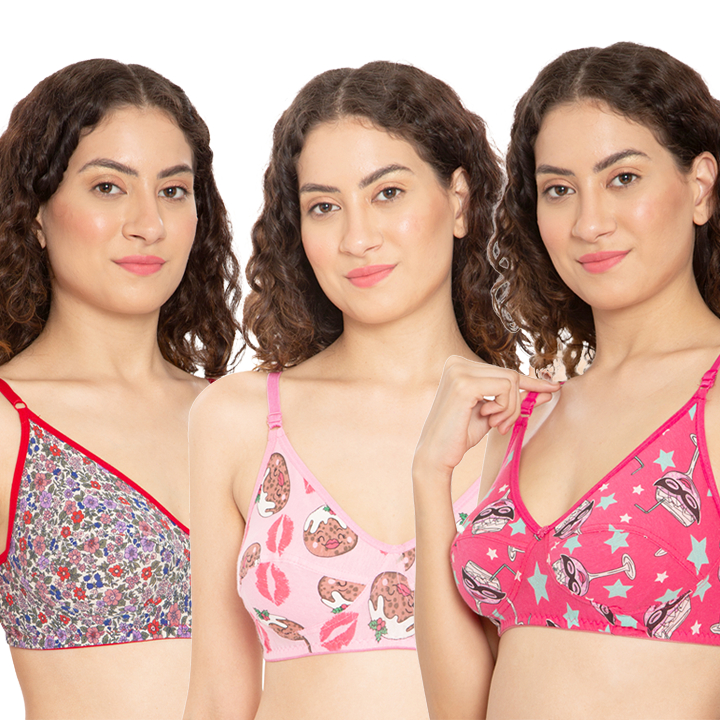Pack Of 3 Women Everyday Non Padded Cotton Wired Bra